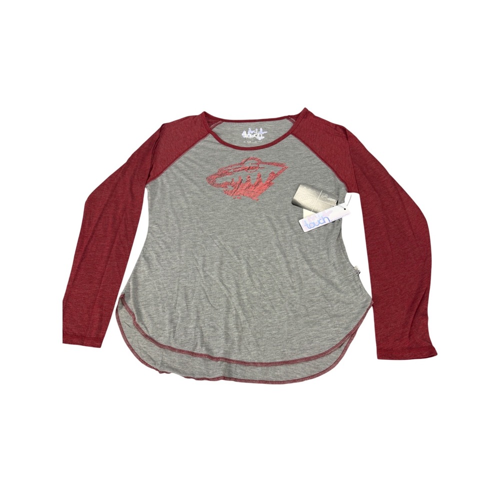 Touch by Alyssa Milano Minnesota Wild NHL Raglan Shirt Grey Red Large MSRP $32
